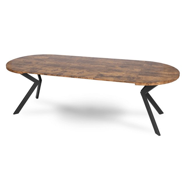 Lukas Apvalus išskleidžiamas stalas LUKAS, 100–250 cm, auksinio ąžuolo spalvos, modernus loftas 13