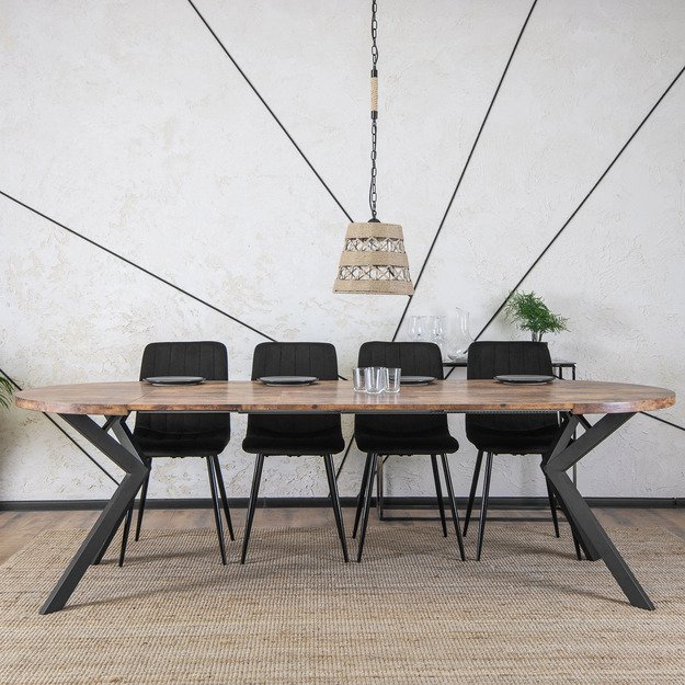 Lukas Apvalus išskleidžiamas stalas LUKAS, 100–250 cm, auksinio ąžuolo spalvos, modernus loftas 3