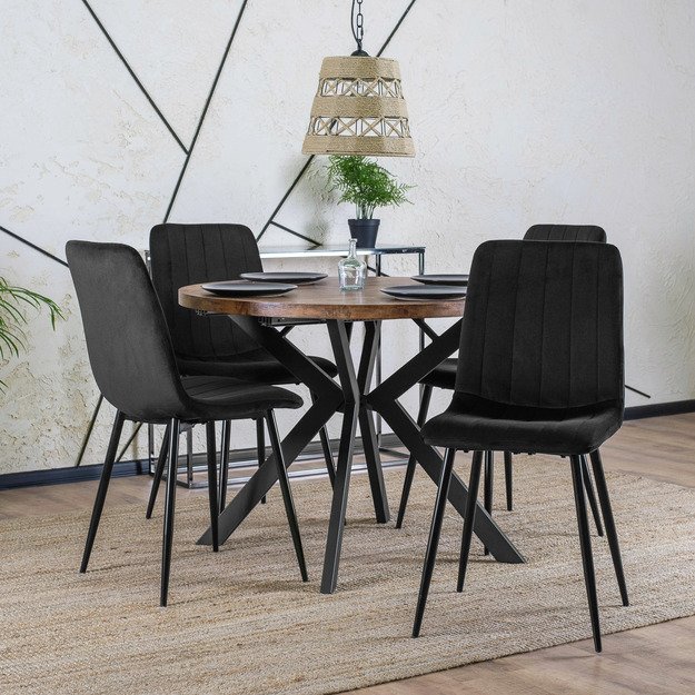 Lukas Apvalus išskleidžiamas stalas LUKAS, 100–250 cm, auksinio ąžuolo spalvos, modernus loftas 1