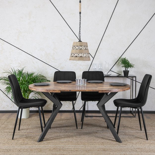 Lukas Apvalus išskleidžiamas stalas LUKAS, 100–250 cm, auksinio ąžuolo spalvos, modernus loftas 2