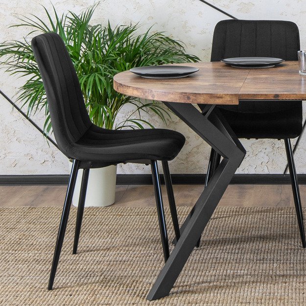 Lukas Apvalus išskleidžiamas stalas LUKAS, 100–250 cm, auksinio ąžuolo spalvos, modernus loftas 6