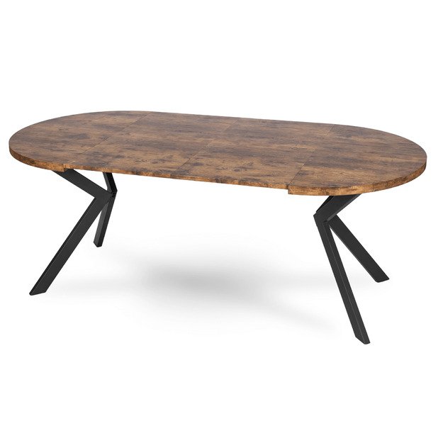 Lukas Apvalus išskleidžiamas stalas LUKAS, 100–250 cm, auksinio ąžuolo spalvos, modernus loftas 12