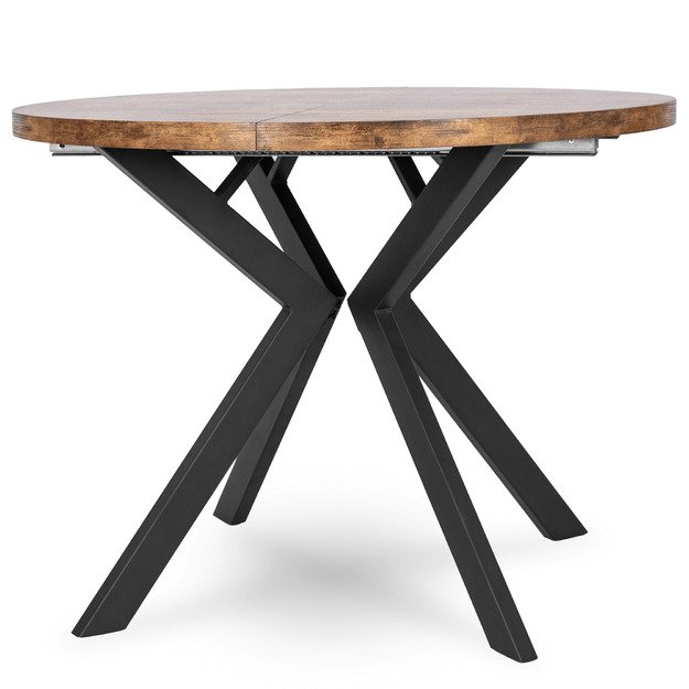 Lukas Apvalus išskleidžiamas stalas LUKAS, 100–250 cm, auksinio ąžuolo spalvos, modernus loftas 8