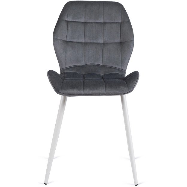 LUCKY pilka aksominėmis kėdė su baltomis  kojomis 6