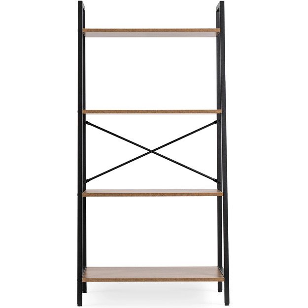 Gia GIA riešuto/juodos spalvos atvira lentyna knygoms ir žaislams svetainei, moderni industrinė 6