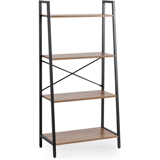 Gia GIA riešuto/juodos spalvos atvira lentyna knygoms ir žaislams svetainei, moderni industrinė 5