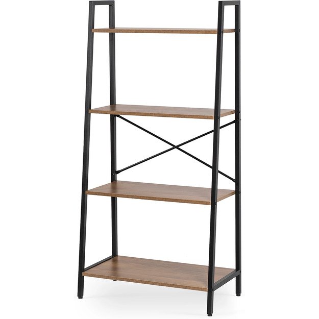 Gia GIA riešuto/juodos spalvos atvira lentyna knygoms ir žaislams svetainei, moderni industrinė 7