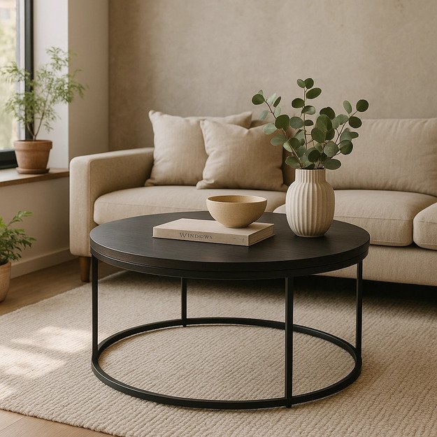 Amonas Maksas AMON MAX kavos staliukas, 80 cm, juodas, modernus lofto stiliaus