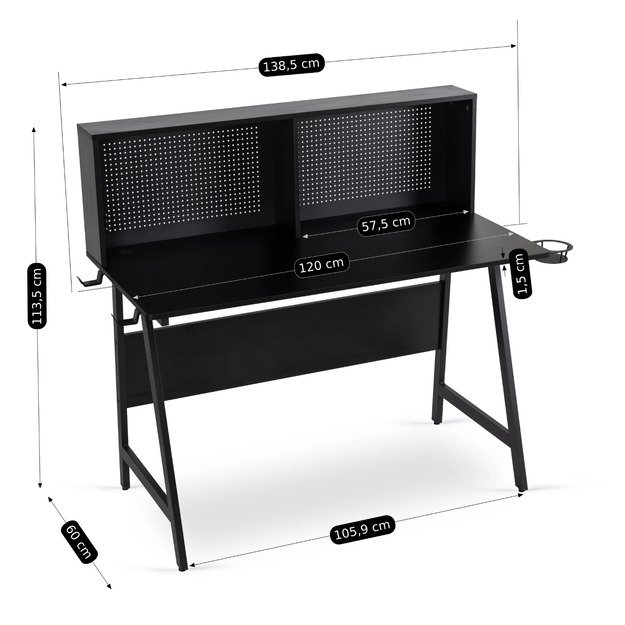 Ritinys Žaidimų stalas su rankenomis žaidėjams, ROLL, 138,5 cm, juodas, modernus, lofto formos 6