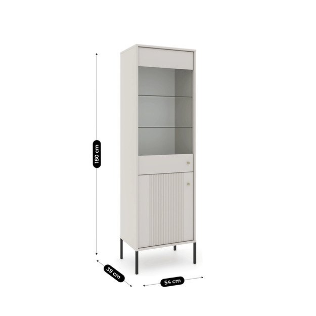 Minkštas Aukšta stiklinė vitrina, minkšta, kašmyro imitacija, grioveliai, moderni 5