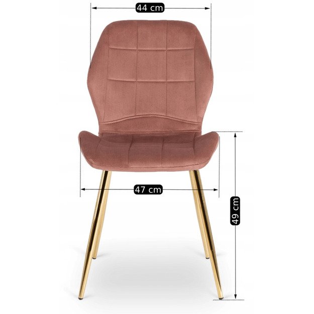 IRYS rožinė kėdė su auksinėmis aksominėmis kojomis 8