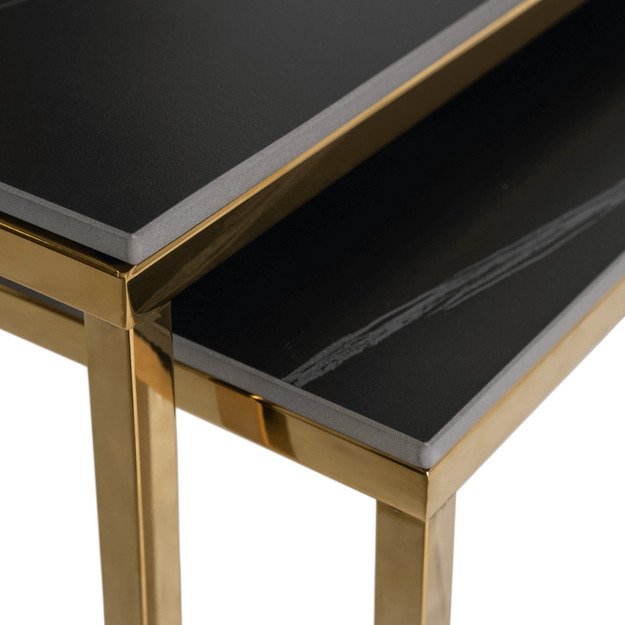 Tenoras TENOR juodo marmuro / aukso spalvos kavos staliukų komplektas prabangiai svetainei 5