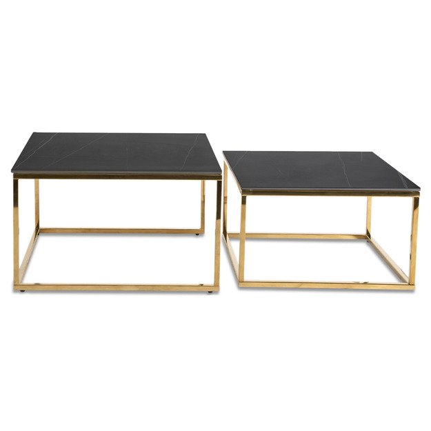 Tenoras TENOR juodo marmuro / aukso spalvos kavos staliukų komplektas prabangiai svetainei 3