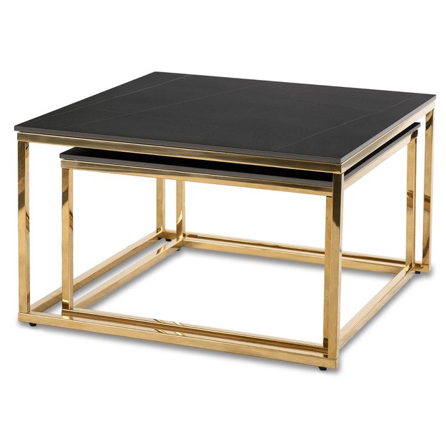 Tenoras TENOR juodo marmuro / aukso spalvos kavos staliukų komplektas prabangiai svetainei 4