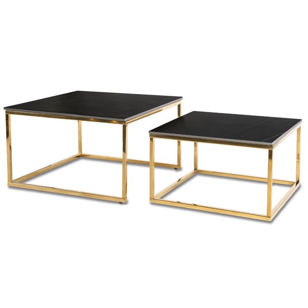 Tenoras TENOR juodo marmuro / aukso spalvos kavos staliukų komplektas prabangiai svetainei 2