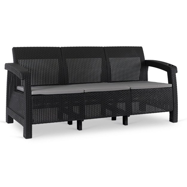 Flintas FLINT Trivietė technoratano sodo sofa, juoda 1