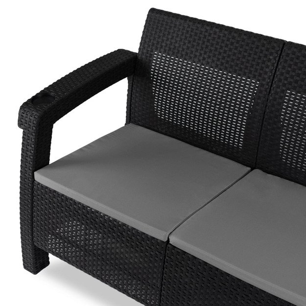 Flintas FLINT Trivietė technoratano sodo sofa, juoda 7
