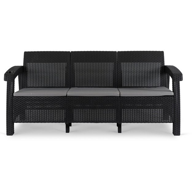 Flintas FLINT Trivietė technoratano sodo sofa, juoda 2