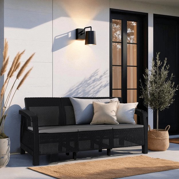 Flintas FLINT Trivietė technoratano sodo sofa, juoda