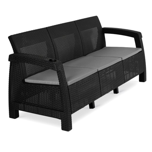 Flintas FLINT Trivietė technoratano sodo sofa, juoda 4