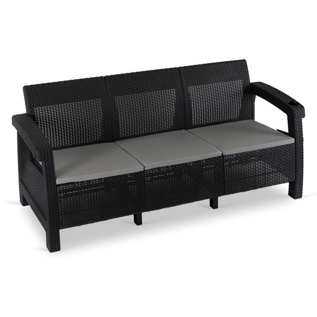 Flintas FLINT Trivietė technoratano sodo sofa, juoda 3