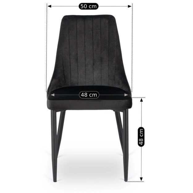 Baris BARI apmuštas valgomojo krėslas, juodas aksomas, modernus 5