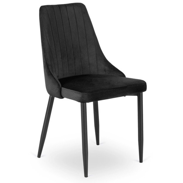 Baris BARI apmuštas valgomojo krėslas, juodas aksomas, modernus 1