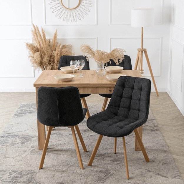 Keitė KATHY minkštas svetainės krėslas, juodas, modernus, skandinaviškas