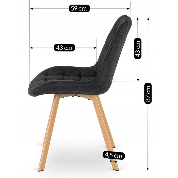 Keitė KATHY minkštas svetainės krėslas, juodas, modernus, skandinaviškas 9