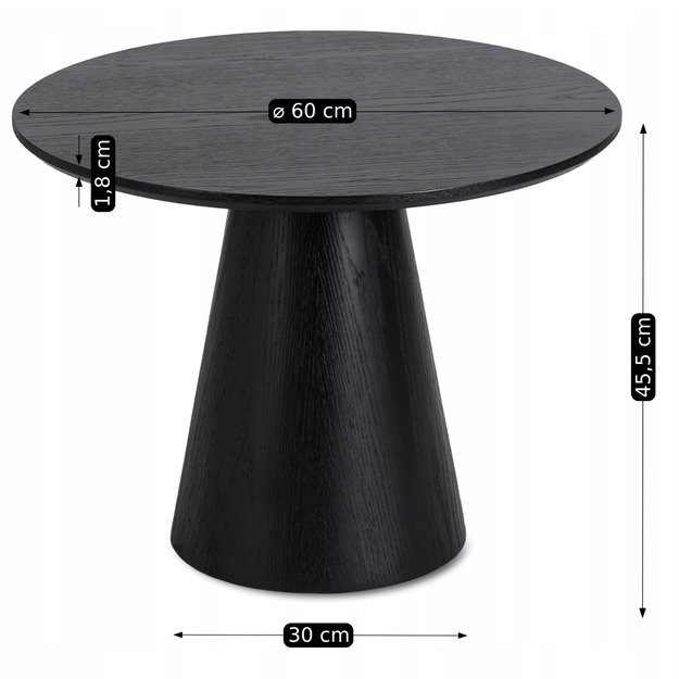 Kasandras CASSANDER kavos staliukas, 60 cm, juodas, modernus lofto stiliaus 6