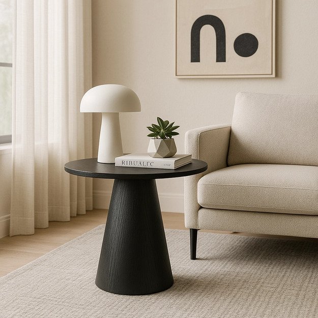 Kasandras CASSANDER kavos staliukas, 60 cm, juodas, modernus lofto stiliaus