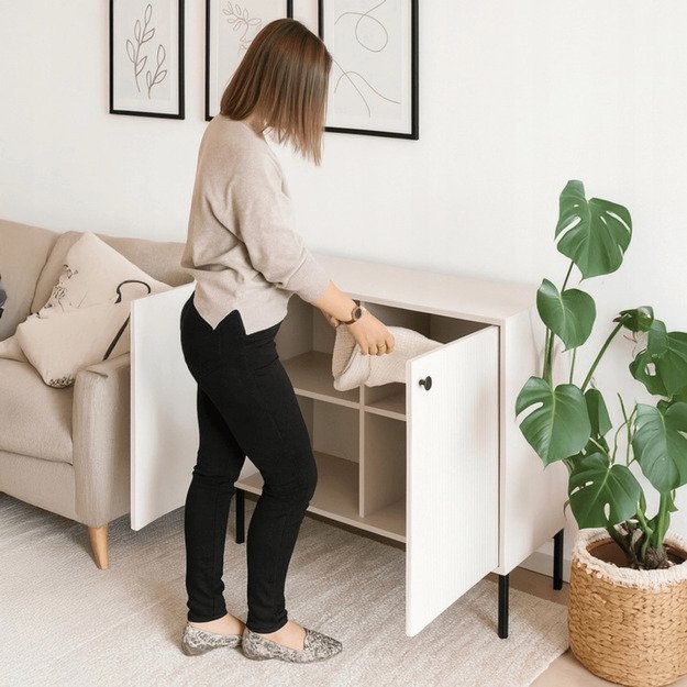 Minkštas Komoda svetainei/miegamajam, SOFT, 104 cm, kašmyro raštas, dviejų durų, moderni 2