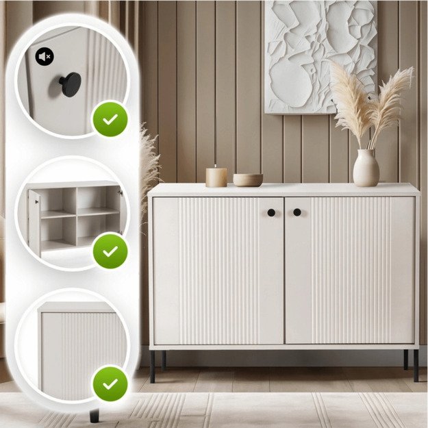 Minkštas Komoda svetainei/miegamajam, SOFT, 104 cm, kašmyro raštas, dviejų durų, moderni