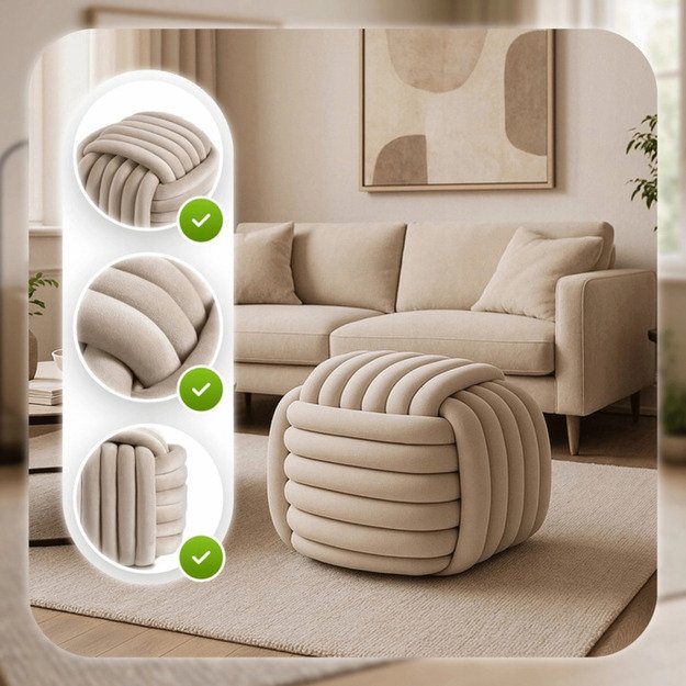 Magma MAGMA kreminis modernus austas aksominis pufas 1