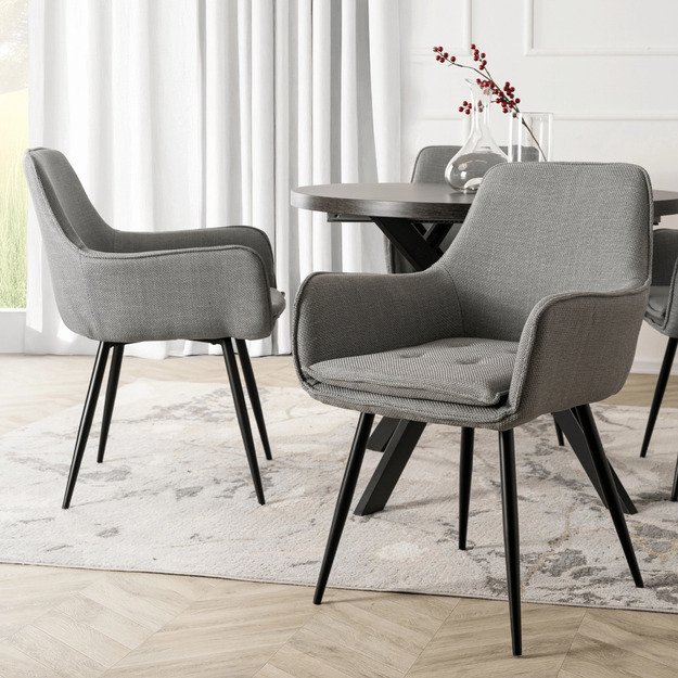 Edrickas EDRICK apmuštas valgomojo krėslas, pilkas, modernus lofto formos 1