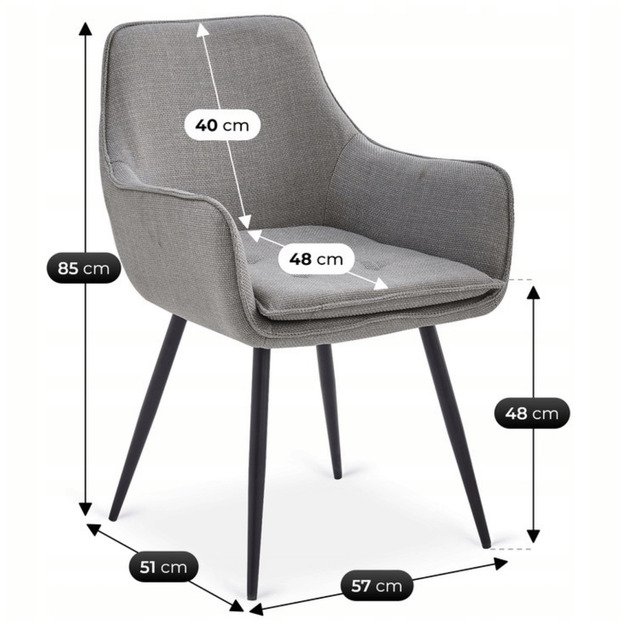 Edrickas EDRICK apmuštas valgomojo krėslas, pilkas, modernus lofto formos 7