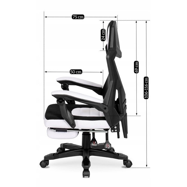 BING  pasukama biuro kėdė, juoda/balta, moderni 10