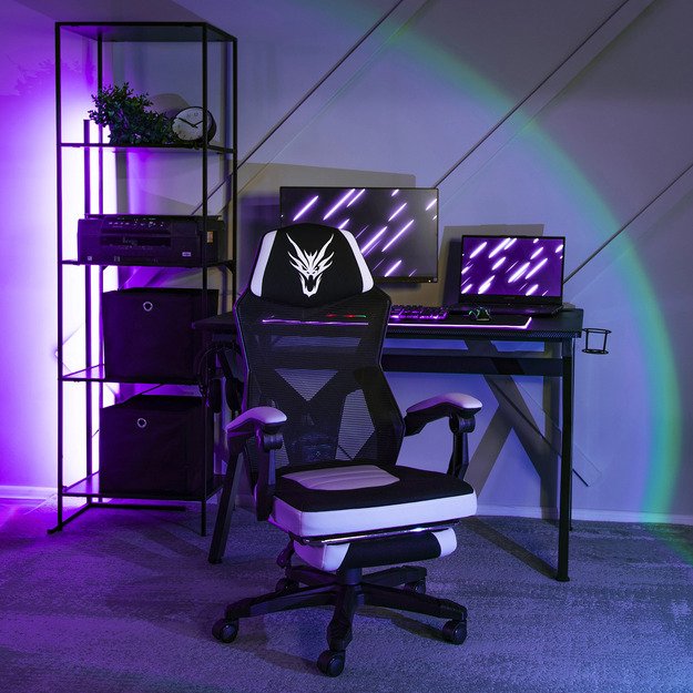 BING  pasukama biuro kėdė, juoda/balta, moderni 1