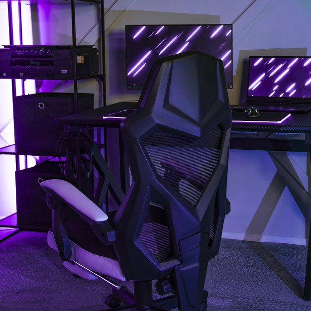 BING  pasukama biuro kėdė, juoda/balta, moderni 2