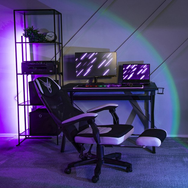 BING  pasukama biuro kėdė, juoda/balta, moderni 3