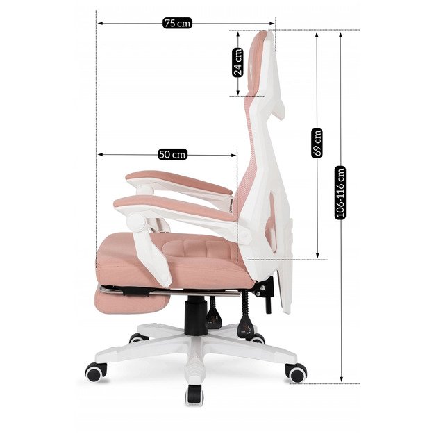 BING pasukama kėdė rožinė/balta 13