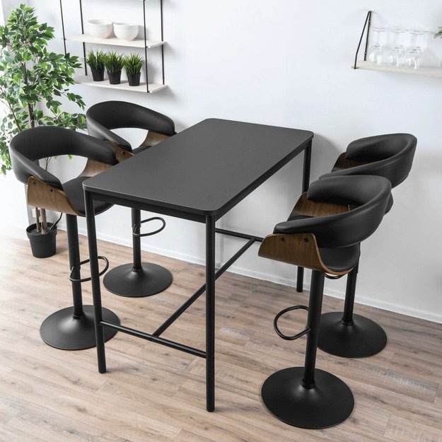 Džersis NEVADA Valgomojo taburetė su pasukama rankena, juoda/riešutmedžio spalvos, lofto stiliaus 5