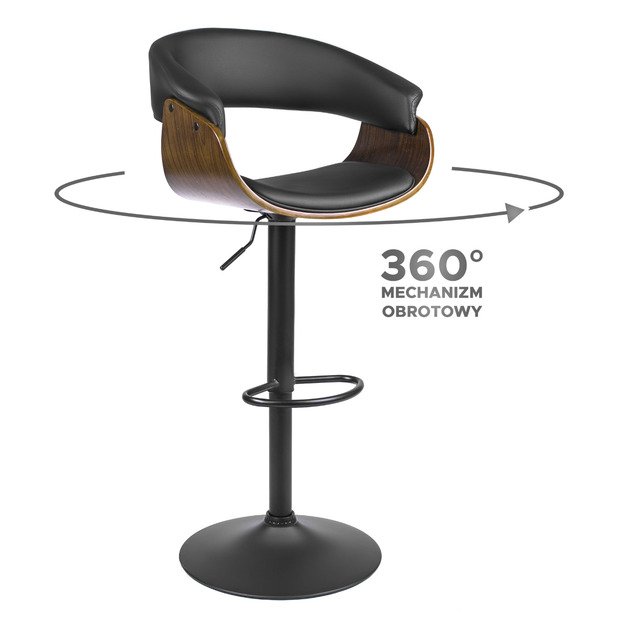 Džersis NEVADA Valgomojo taburetė su pasukama rankena, juoda/riešutmedžio spalvos, lofto stiliaus 7