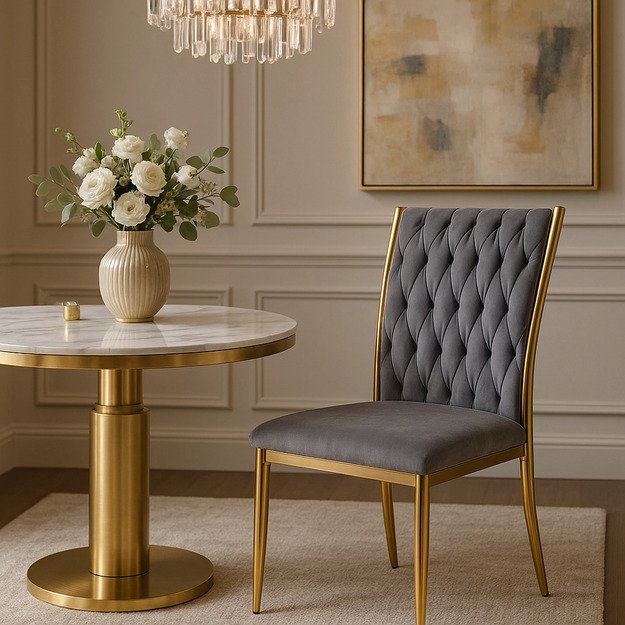 Danas DAN apmuštas austas svetainės krėslas pilko aksomo, modernaus žavesio