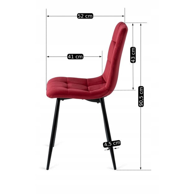 PERU bordo spalvos aksominė kėdė 12