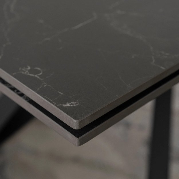 Maksimas MAXIME stačiakampis ištraukiamas stalas, 160–240 cm, keramika, juodas marmuras, moderniam lofto stiliaus valgomajam 6