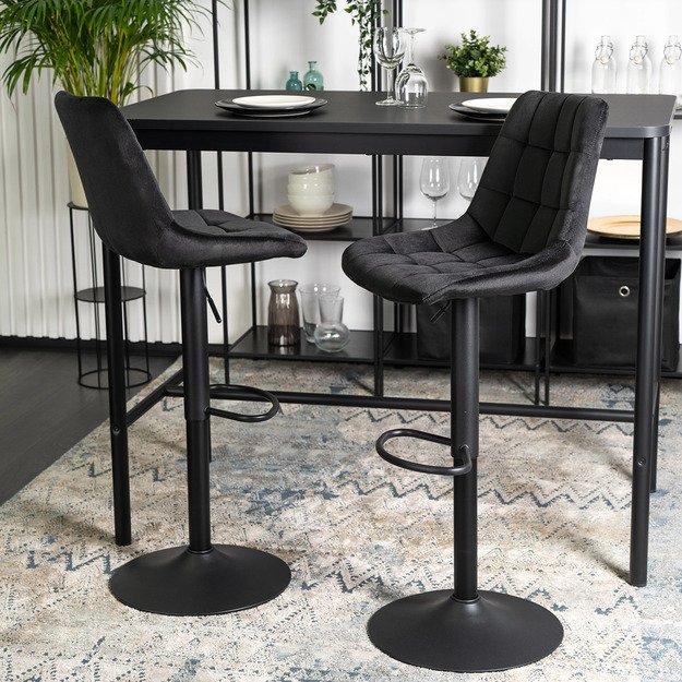 Arkosas Apmuštas baro kėdė ARCOS 2, juodas aksomas, modernus žavesys 2