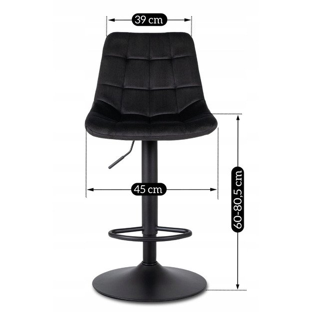 Arkosas Apmuštas baro kėdė ARCOS 2, juodas aksomas, modernus žavesys 10