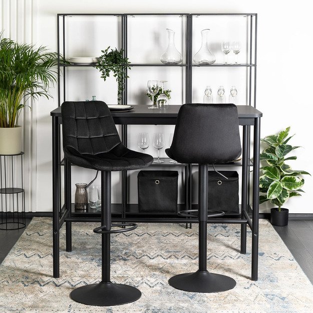 Arkosas Apmuštas baro kėdė ARCOS 2, juodas aksomas, modernus žavesys