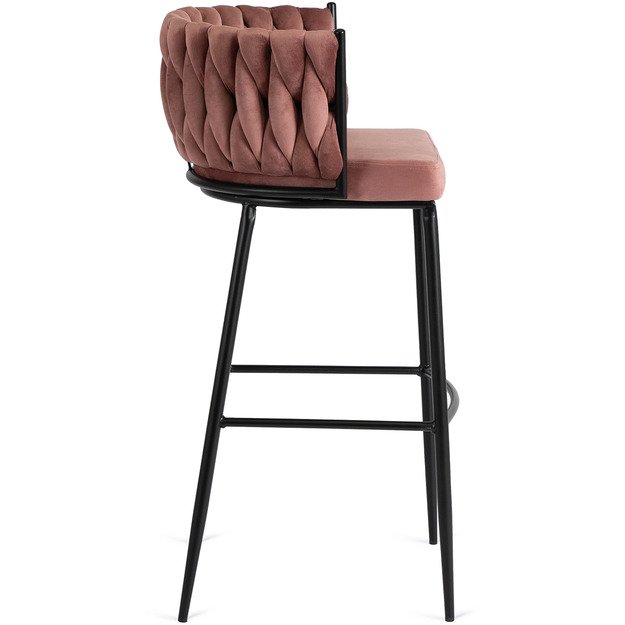 Floresas Apmuštas austas baro kėdė FLORES, rožinis aksomas, modernus loftas 3